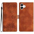 For Samsung Galaxy A04e Cherry Blossom Butterfly Skin Feel Embossed PU Phone Case(Brown) - 1