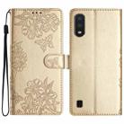 For Samsung Galaxy A10 / M10 Cherry Blossom Butterfly Skin Feel Embossed PU Phone Case(Gold) - 1