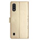 For Samsung Galaxy A10 / M10 Cherry Blossom Butterfly Skin Feel Embossed PU Phone Case(Gold) - 3