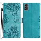 For Samsung Galaxy A14 5G Cherry Blossom Butterfly Skin Feel Embossed PU Phone Case(Green) - 1