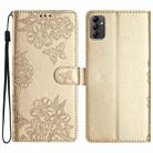 For Samsung Galaxy A14 5G Cherry Blossom Butterfly Skin Feel Embossed PU Phone Case(Gold) - 1