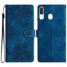 For Samsung Galaxy A20 / A30 Cherry Blossom Butterfly Skin Feel Embossed PU Phone Case(Blue) - 1