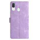 For Samsung Galaxy A20e Cherry Blossom Butterfly Skin Feel Embossed PU Phone Case(Purple) - 3