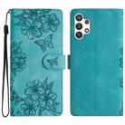 For Samsung Galaxy A32 5G Cherry Blossom Butterfly Skin Feel Embossed PU Phone Case(Green) - 1