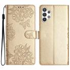 For Samsung Galaxy A32 5G Cherry Blossom Butterfly Skin Feel Embossed PU Phone Case(Gold) - 1