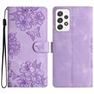 For Samsung Galaxy A33 5G Cherry Blossom Butterfly Skin Feel Embossed PU Phone Case(Purple) - 1