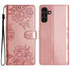 For Samsung Galaxy A34 5G Cherry Blossom Butterfly Skin Feel Embossed PU Phone Case(Rose Gold) - 1