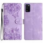 For Samsung Galaxy A41 Cherry Blossom Butterfly Skin Feel Embossed PU Phone Case(Purple) - 1
