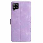 For Samsung Galaxy A42 5G Cherry Blossom Butterfly Skin Feel Embossed PU Phone Case(Purple) - 3