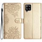 For Samsung Galaxy A42 5G Cherry Blossom Butterfly Skin Feel Embossed PU Phone Case(Gold) - 1