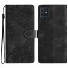For Samsung Galaxy A51 4G Cherry Blossom Butterfly Skin Feel Embossed PU Phone Case(Black) - 1