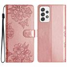 For Samsung Galaxy A53 5G Cherry Blossom Butterfly Skin Feel Embossed PU Phone Case(Rose Gold) - 1