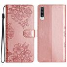 For Samsung Galaxy A70 Cherry Blossom Butterfly Skin Feel Embossed PU Phone Case(Rose Gold) - 1