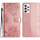 For Samsung Galaxy A72 5G Cherry Blossom Butterfly Skin Feel Embossed PU Phone Case(Rose Gold) - 1
