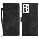 For Samsung Galaxy A73 5G Cherry Blossom Butterfly Skin Feel Embossed PU Phone Case(Black) - 1