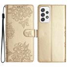 For Samsung Galaxy A73 5G Cherry Blossom Butterfly Skin Feel Embossed PU Phone Case(Gold) - 1