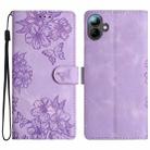 For Samsung Galaxy A05 4G Cherry Blossom Butterfly Skin Feel Embossed PU Phone Case(Purple) - 1