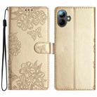 For Samsung Galaxy A05 4G Cherry Blossom Butterfly Skin Feel Embossed PU Phone Case(Gold) - 1