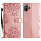 For Samsung Galaxy A05 4G Cherry Blossom Butterfly Skin Feel Embossed PU Phone Case(Rose Gold) - 1