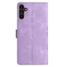 For Samsung Galaxy A35 Cherry Blossom Butterfly Skin Feel Embossed PU Phone Case(Purple) - 3