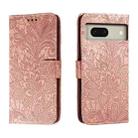 For Google Pixel 8 Lace Flower Embossing Flip Leather Phone Case(Rose Gold) - 1