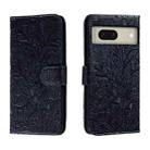 For Google Pixel 8 Lace Flower Embossing Flip Leather Phone Case(Dark Blue) - 1