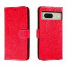 For Google Pixel 8 Lace Flower Embossing Flip Leather Phone Case(Red) - 1