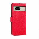 For Google Pixel 8 Lace Flower Embossing Flip Leather Phone Case(Red) - 3