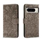 For Google Pixel 8 Pro Lace Flower Embossing Flip Leather Phone Case(Grey) - 1