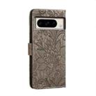 For Google Pixel 8 Pro Lace Flower Embossing Flip Leather Phone Case(Grey) - 3