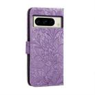 For Google Pixel 8 Pro Lace Flower Embossing Flip Leather Phone Case(Purple) - 3