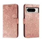 For Google Pixel 8 Pro Lace Flower Embossing Flip Leather Phone Case(Rose Gold) - 1