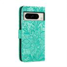 For Google Pixel 8 Pro Lace Flower Embossing Flip Leather Phone Case(Green) - 3
