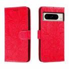 For Google Pixel 8 Pro Lace Flower Embossing Flip Leather Phone Case(Red) - 1