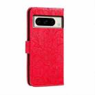 For Google Pixel 8 Pro Lace Flower Embossing Flip Leather Phone Case(Red) - 3