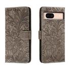 For Google Pixel 8A Lace Flower Embossing Flip Leather Phone Case(Grey) - 1