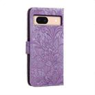 For Google Pixel 8A Lace Flower Embossing Flip Leather Phone Case(Purple) - 3
