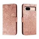 For Google Pixel 8A Lace Flower Embossing Flip Leather Phone Case(Rose Gold) - 1