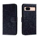 For Google Pixel 8A Lace Flower Embossing Flip Leather Phone Case(Dark Blue) - 1