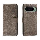 For Google Pixel 9 Lace Flower Embossing Flip Leather Phone Case(Grey) - 1