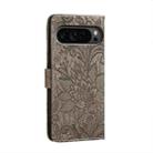 For Google Pixel 9 Pro Lace Flower Embossing Flip Leather Phone Case(Grey) - 3