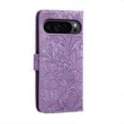 For Google Pixel 9 Pro Lace Flower Embossing Flip Leather Phone Case(Purple) - 3