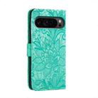 For Google Pixel 9 Pro Lace Flower Embossing Flip Leather Phone Case(Green) - 3