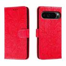 For Google Pixel 9 Pro Lace Flower Embossing Flip Leather Phone Case(Red) - 1