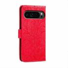 For Google Pixel 9 Pro Lace Flower Embossing Flip Leather Phone Case(Red) - 3