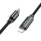 hoco U125 Benefit 1.2m Type-C to 8 Pin PD Fast Charging Data Cable with Display(Black) - 1