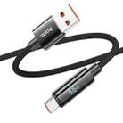 hoco U125 Benefit 1.2m 5A USB to Type-C Fast Charging Data Cable with Display(Black) - 1