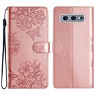 For Samsung Galaxy S10e Cherry Blossom Butterfly Skin Feel Embossed PU Phone Case(Rose Gold) - 1