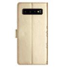 For Samsung Galaxy S10+ Cherry Blossom Butterfly Skin Feel Embossed PU Phone Case(Gold) - 3
