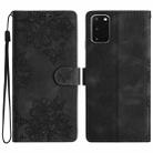For Samsung Galaxy S20 Cherry Blossom Butterfly Skin Feel Embossed PU Phone Case(Black) - 1